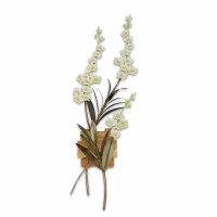 52" x 17" White Metal Dendrobium Orchid With Teak Wood Slats Botanical Wall Art Plaque MM926W