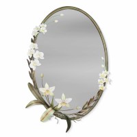 29" x 19" White Metal Orchid Wall Mirror MM934W