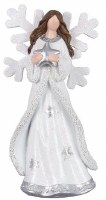 9" White and Silver Polyresin Angel Holding a Star Figurine