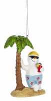 4" Snowman With a Palm Tree Polyresin Ornament