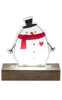 LED Acrylic Flat Snowman Wearing a Hat Tabletop Figurine