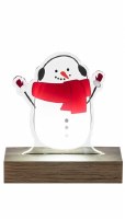 LED Acrylic Flat Snowman Wearing Ear Muffs Tabletop Figurine