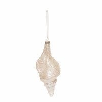 7" Iridescent and White Glass and Beads Spiral Shell Ornament