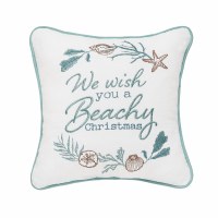 10" Sq "We Wish You a Beachy Christmas" Decorative Christmas Pillow