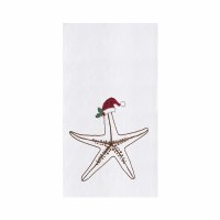 27" x 18" Starfish Wearing a Santa Hat Kitchen Towel