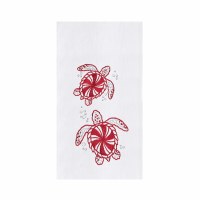 27" x 18" Two Red and White Sea Turtles Kitchen Towel