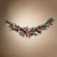 6' Faux Red and White Pine Garland
