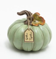 5" Green Polyresin Pumpkin Figurine