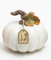 5" White Polyresin Pumpkin Figurine