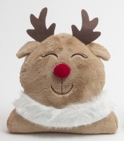 18" Reindeer Head Shape Decorative Christmas Pillow