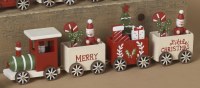 10" Wood Christmas Train With Santas Figurine