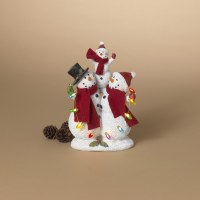 10" LED Polyresin Snowman Family Figurine