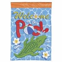 18" x 13" "Welcome to the Pool" Alligator Swimming Mini Garden Flag