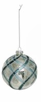 3" Blue and Silver Glass Ball Ornament