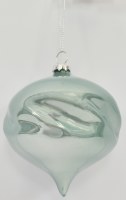 5" Iridescent and Blue Glass Onion Ornament