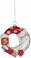 5" Santa Wearing a Snowflake Hat Glass Ornament