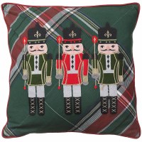 18" Sq Multicolor Nutcrackers Decorative Christmas Pillow