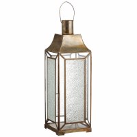 21" Distressed Bronze Textured Glass Lantern