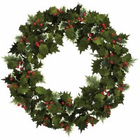 6" Opening Faux Holly Candle Ring