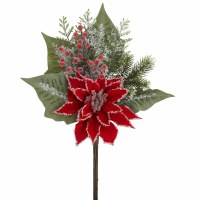 20" Faux Red Poinsettia Spray