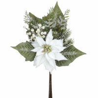 20" Faux White Poinsettia Spray