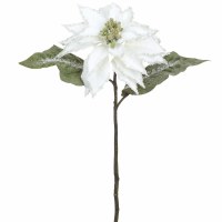 28" Faux Iced White Poinsettia Stem