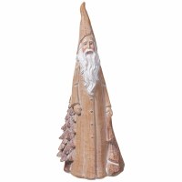 10" Beige and White Polyresin Santa Statue