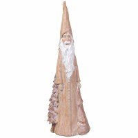 16" Beige and White Polyresin Santa Statue