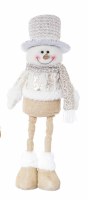 23" Beige and White Snowman With Expanding Legs Statue