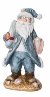 9" Blue Polyresin Santa Holding a Cone Shell Statue