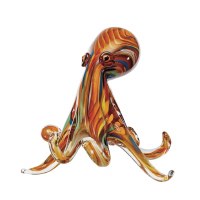 9" Glass Multicolor Octopus Figurine