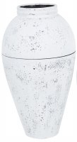 31" Distressed White Metal Floor Vase