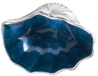 8" Blue and Silver Metal Clam Bowl