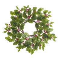 3" Opening Faux Holly Candle Ring