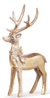 7" Silver and Gold Reindeer Wearing a Bow on the Left Polyresin Statue