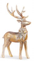 7" Silver and Gold Reindeer Wearing a Bow on the Right Polyresin Statue