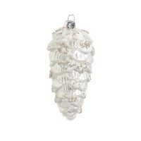 5" White Pine Cone Glass Ornament