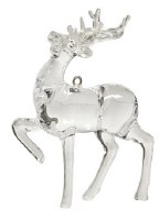 4" Clear Reindeer With The Head Back Ornament