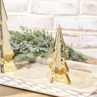 6" Gold Modern Ceramic Christmas Tree Statue