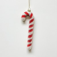 8" Red and White Candy Cane Glass Ornament