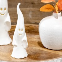 8" LED White Ceramic Ghost Figurine