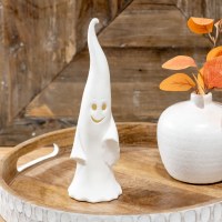 11" LED White Ceramic Ghost Figurine