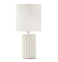 12" Beige Ribbed Ceramic Table Lamp