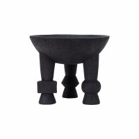 10" Round Black Polyresin Three Leg Bowl