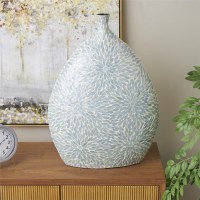 24" Blue Mother of Pearl Mosaic Vase