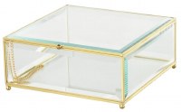 8" Sq Glass and Brass Box