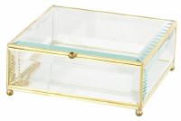 6" Sq Glass and Brass Box