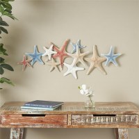 16" x 40" Multicolored Starfish Coastal Metal Wall Art Plaque