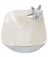 5" x 14" Silver and White Metal Starfish Oval Dish