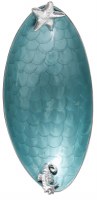 15" Teal and Silver Metal Sealife Oval Bowl